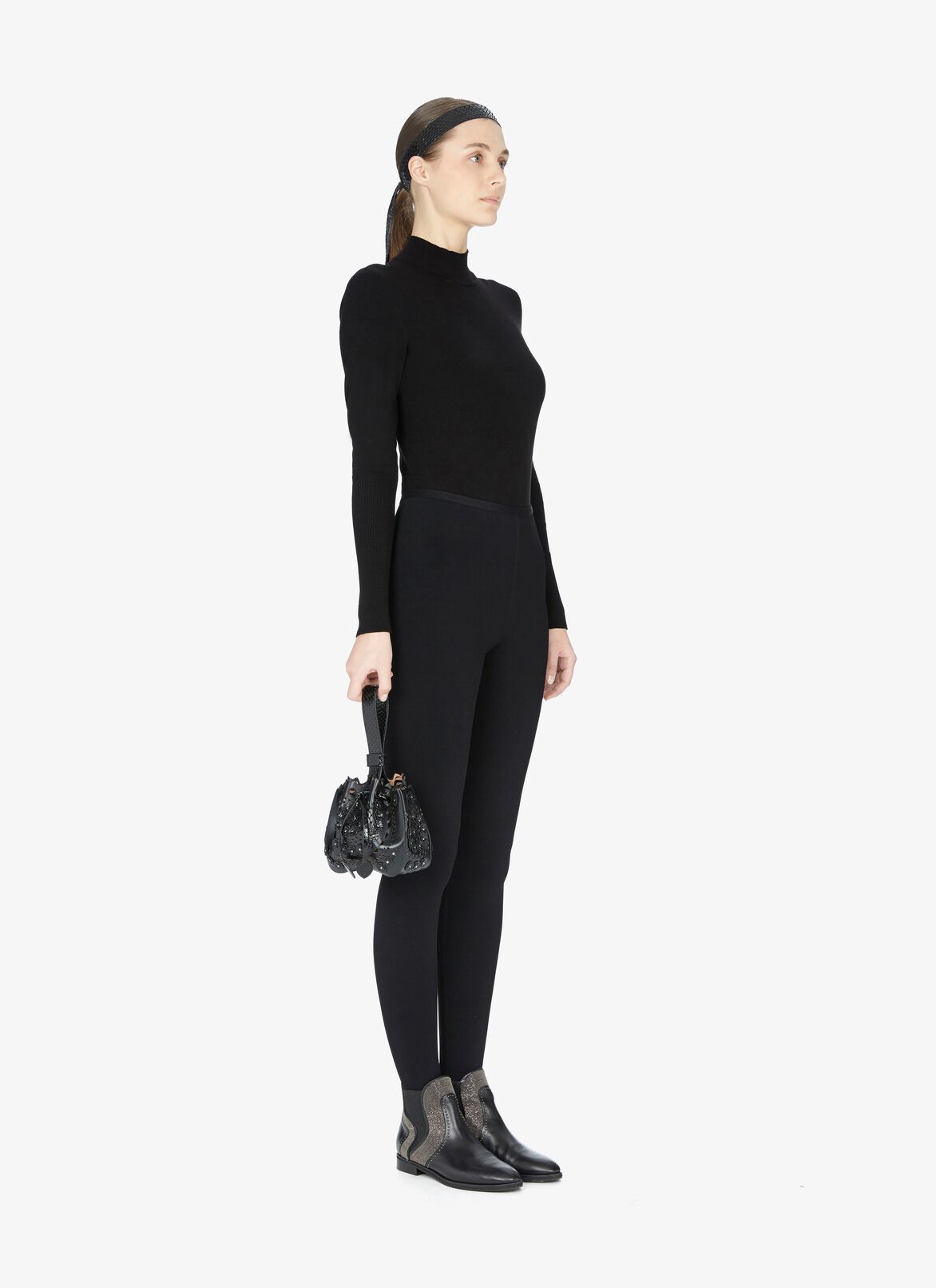 ROSE MARIE MINI CL+ELAPHE N.VIENNE FLEUR BLACK ALAÏA BLACK  ROSE MARIE MINI CL+ELAPHE N.VIENNE FLEUR BLACK